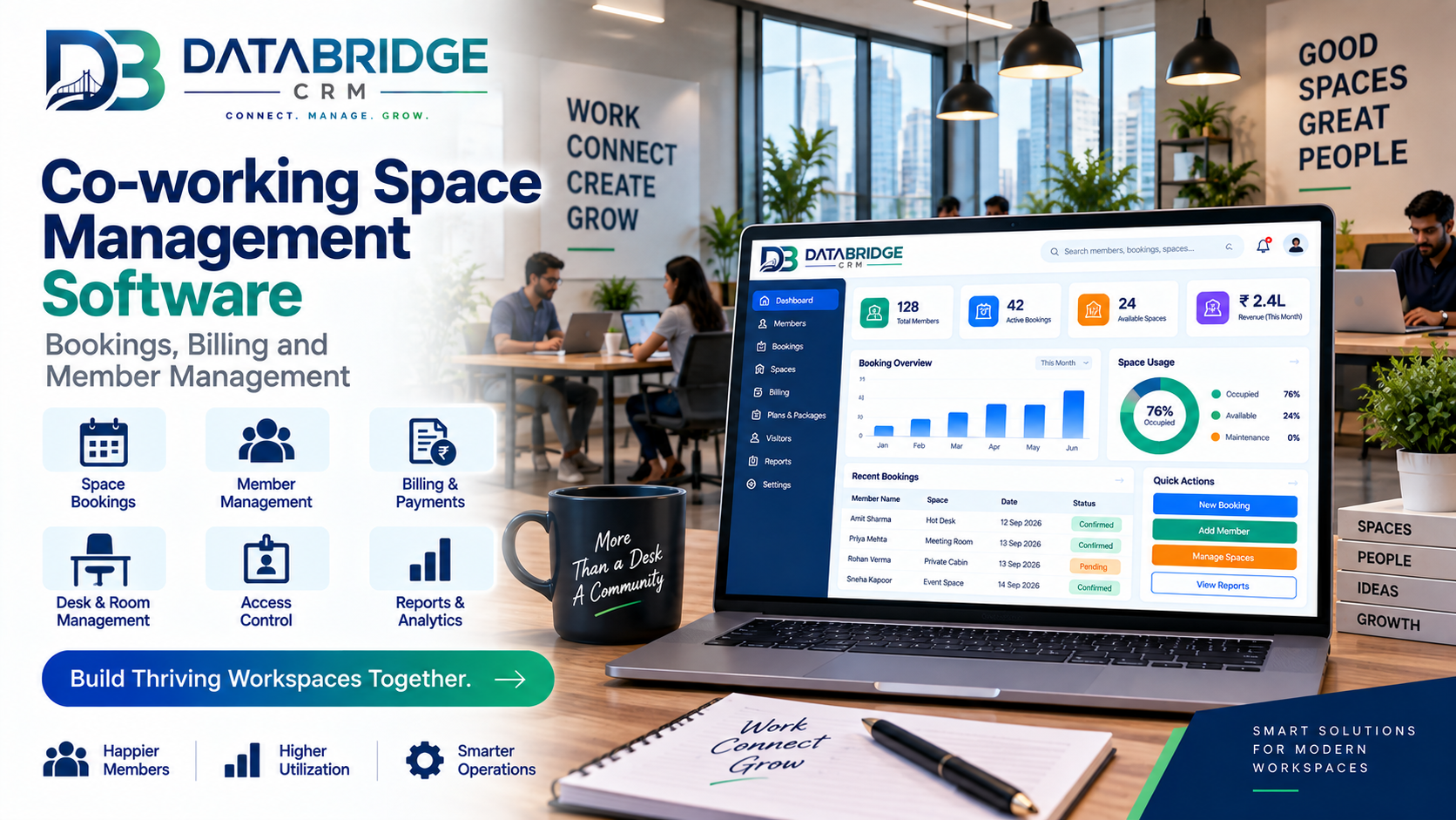 Co-working Space Management Software: Bookings, Billing and Member Management